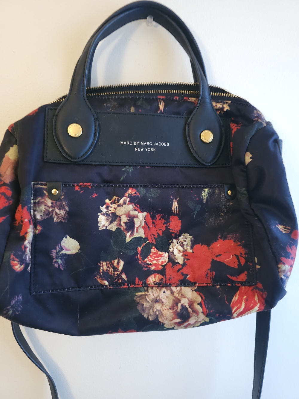 Marc by Marc Jacobs Navy Floral Top-Handle Satchel (Zipper Is Broken)